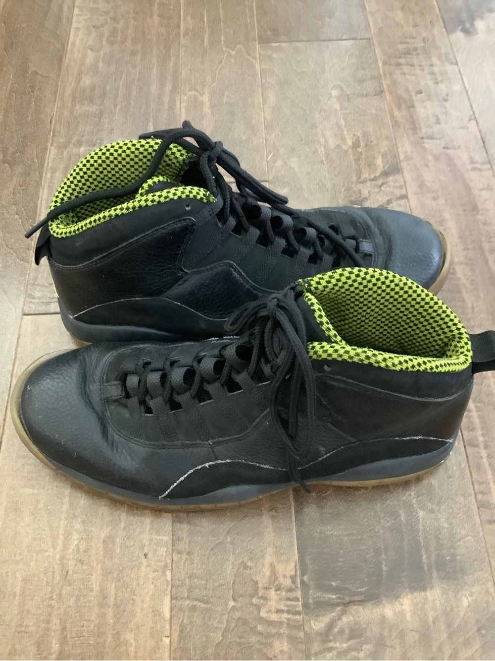 Nike Air Jordan Black High-Top Sneakers with Neon Yellow Lining